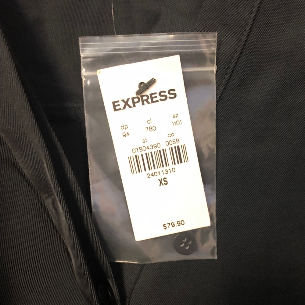 Express Black Button-Up Shirt Dress with Drawstring - Picture 3 of 3